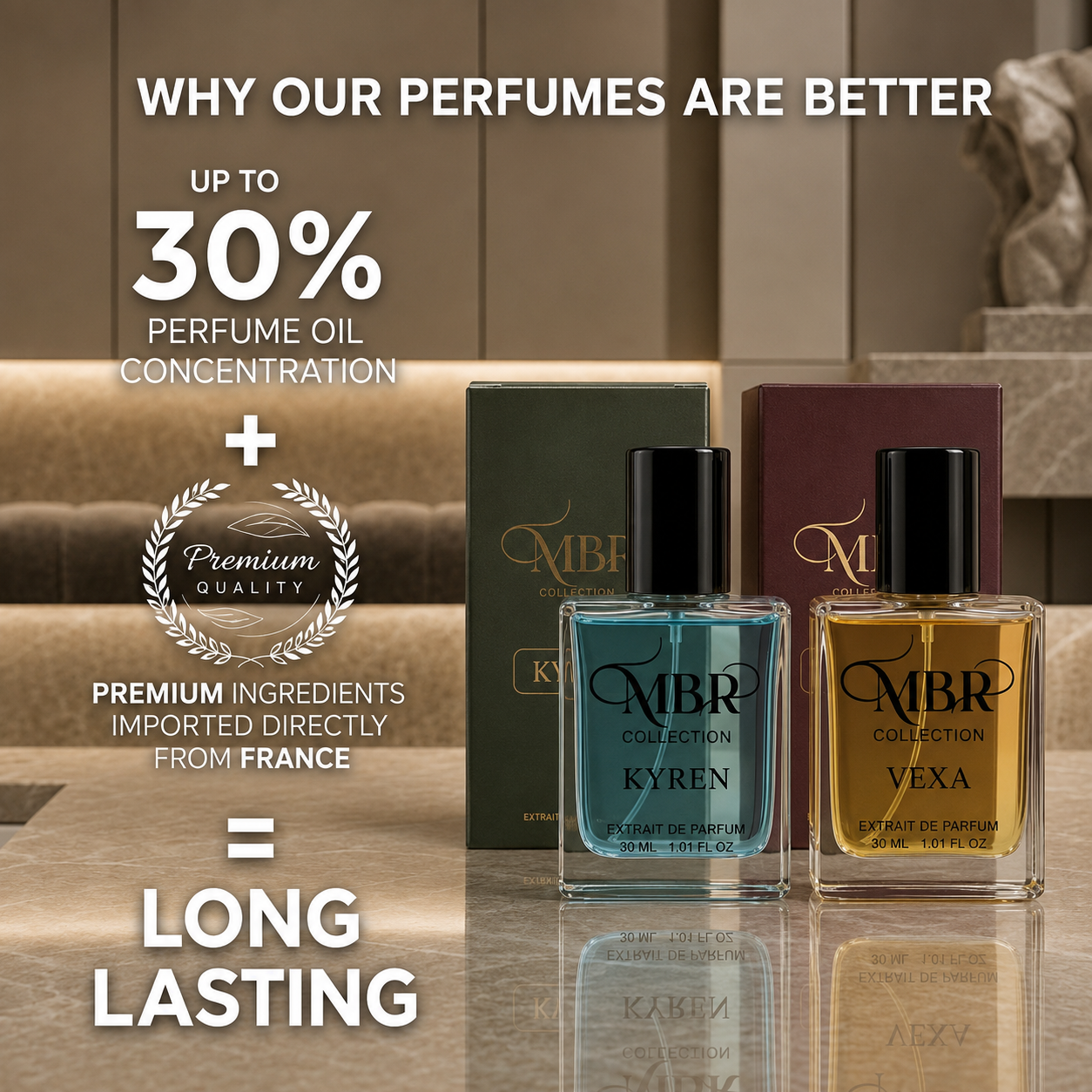 MBR Collections Kyren and Vexa Premium Perfume 2 Combo Set Each 30 ml| Long Lasting Unisex Fragrance Collection | Luxury Scent Gift Pack