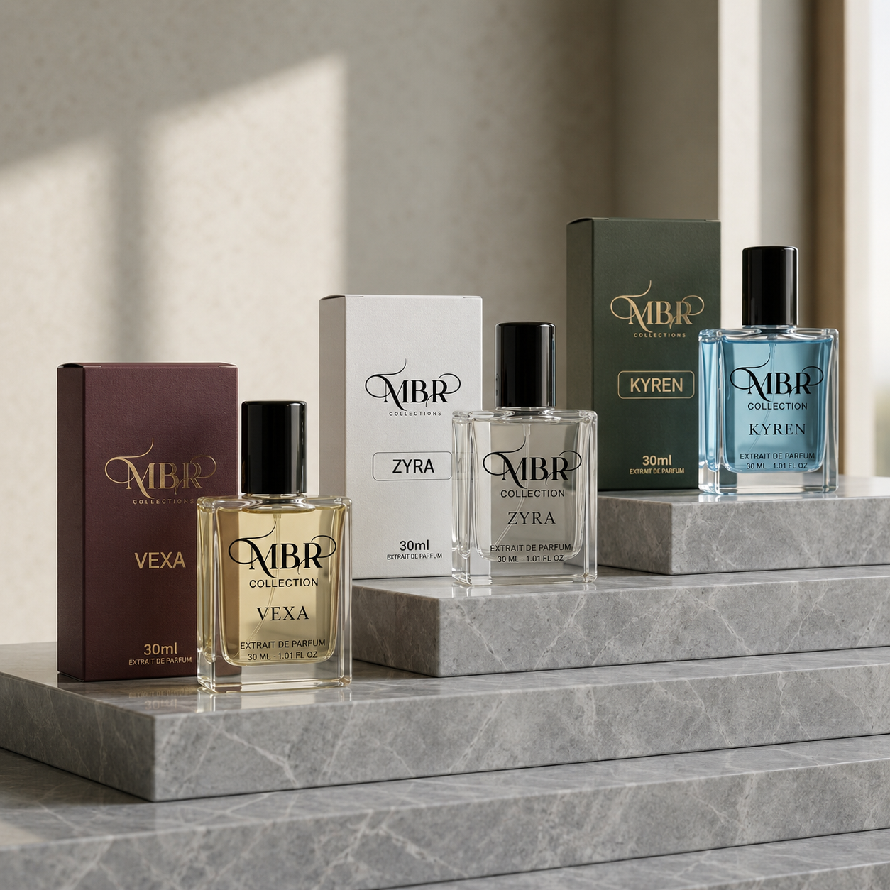 MBR Collections Kyren, Zyra and Vexa Premium Perfume 3 Combo Set each 30 ml| Long Lasting Unisex Fragrance Collection | Luxury Scent Gift Pack