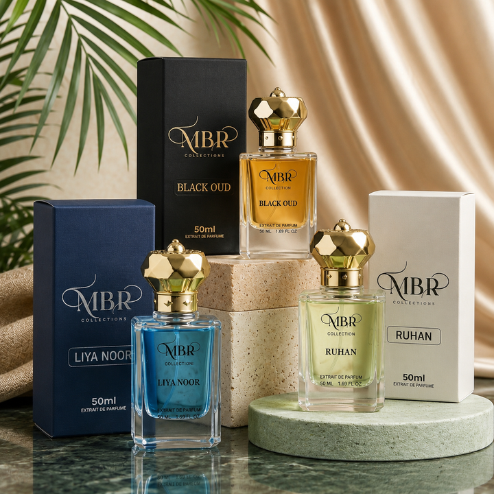Black Oud, Ruhan & Liya Noor Premium Perfume Combo Set for Men & Women