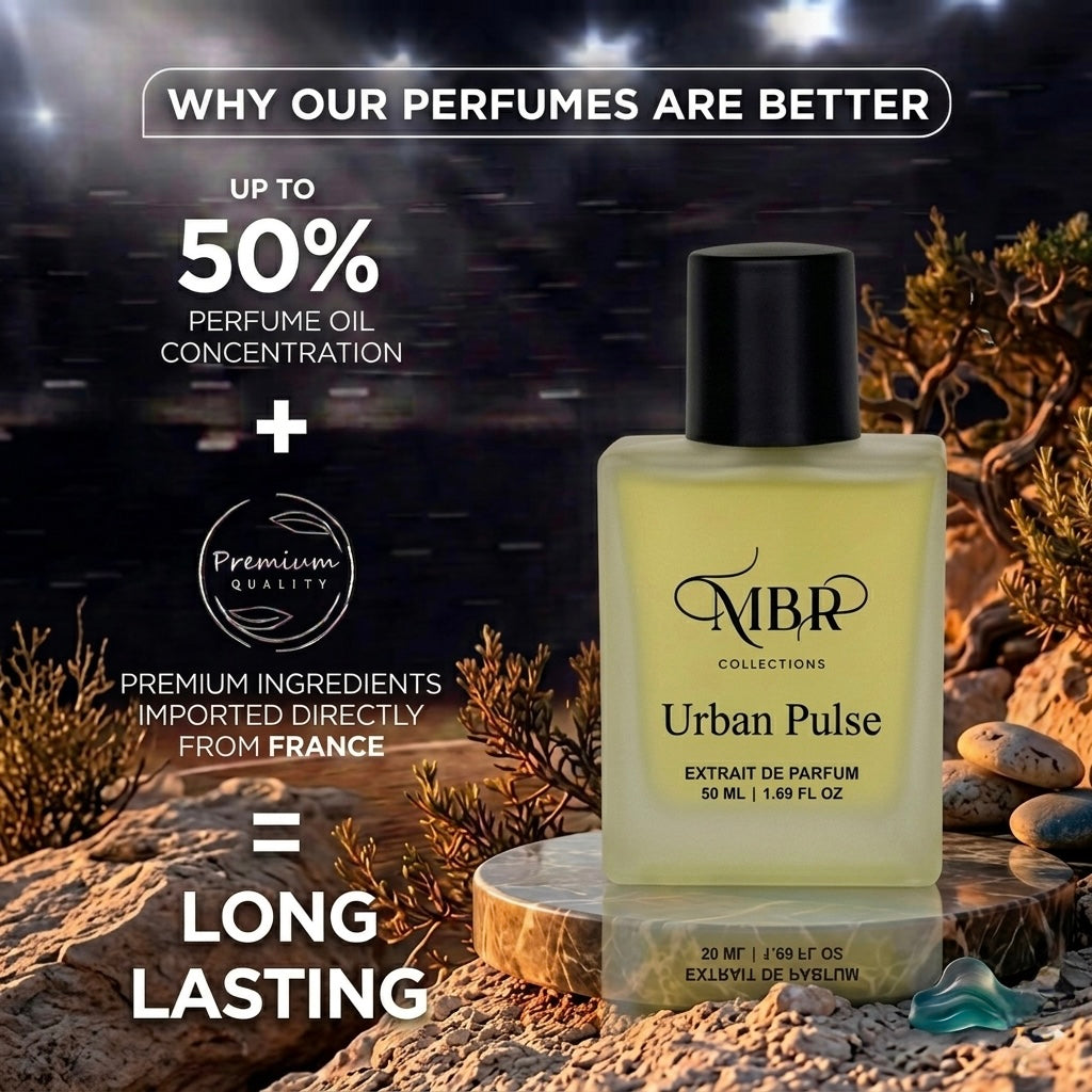 MBR Collections Urban Pulse 50 ml & Silver Breeze 30 ml Combo | Extrait De Parfum | Long Lasting Premium Fragrance Set | Unisex & Men Perfume | Fruity Floral & Amber Fougere Scents