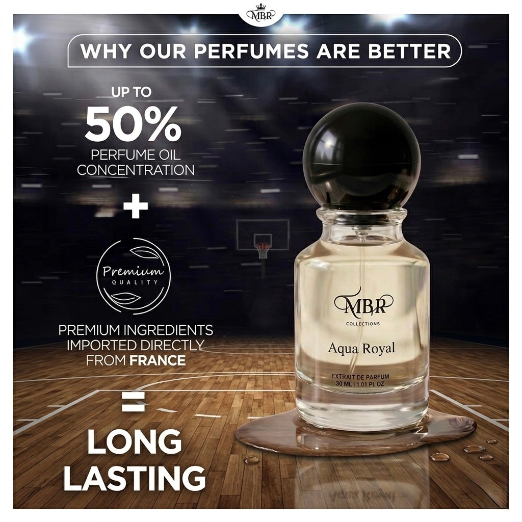 MBR Collections Silver Breeze 30 ml & Aqua Royal 30 ml Combo | Extrait De Parfum | Long Lasting Premium Fragrance Set | Men & Unisex Perfume | Amber Fougere & Fresh Floral Woody Scents