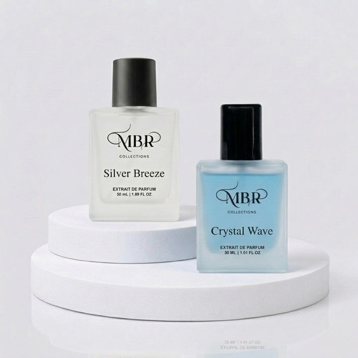 MBR Collections Crystal Wave 30 ml & Silver Breeze 30 ml Combo | Extrait De Parfum | Long Lasting Premium Fragrance Set | Unisex & Men Perfume | Aquatic Fresh & Amber Fougere Scents